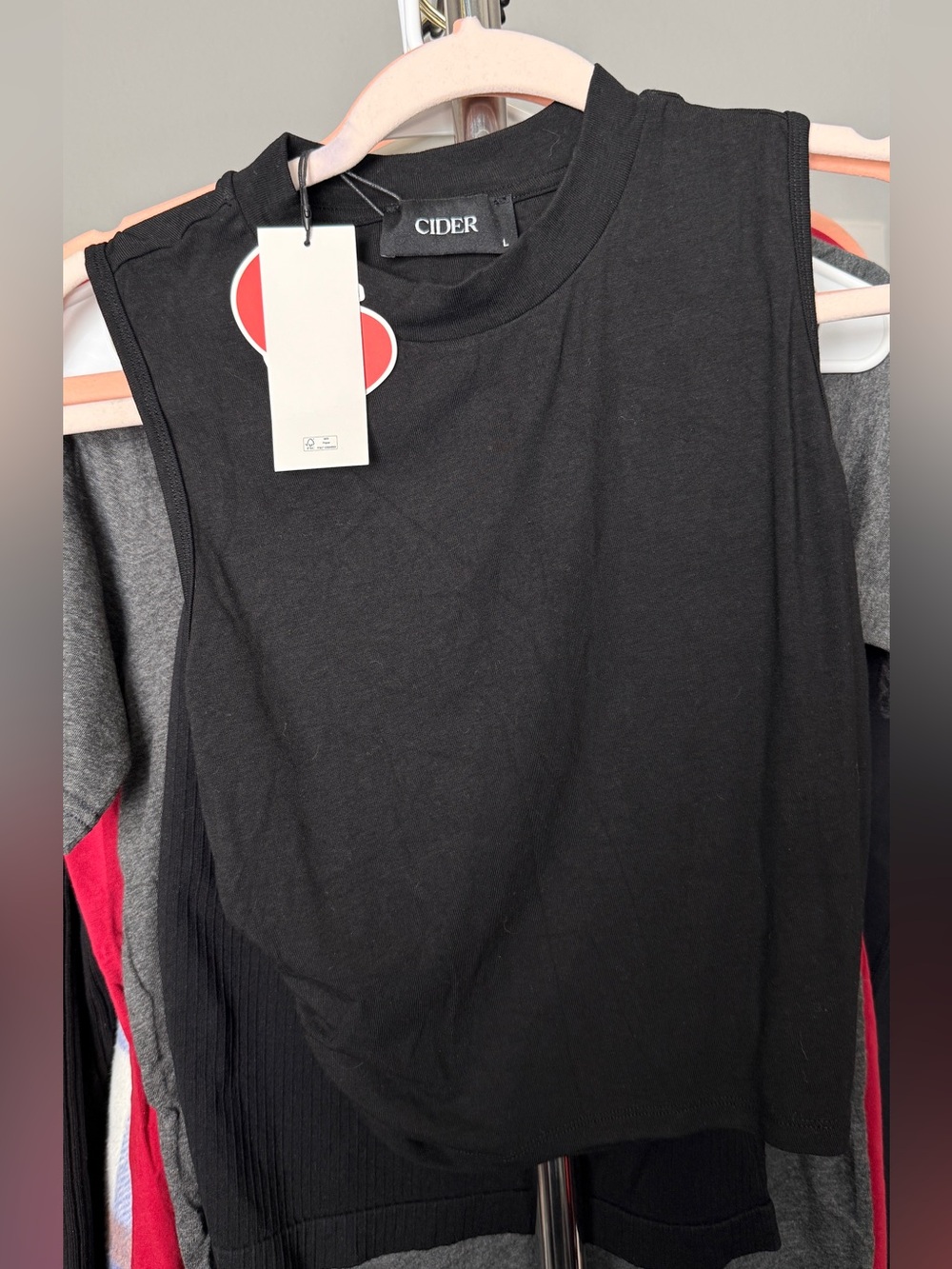 Cider Black Crewneck Ribbed Tee